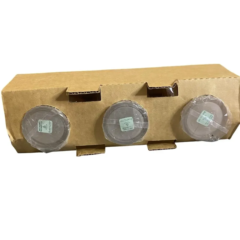 NIB Vintage Partylite P7233 Golden Candle Holders Set of 3 Frosted Glass